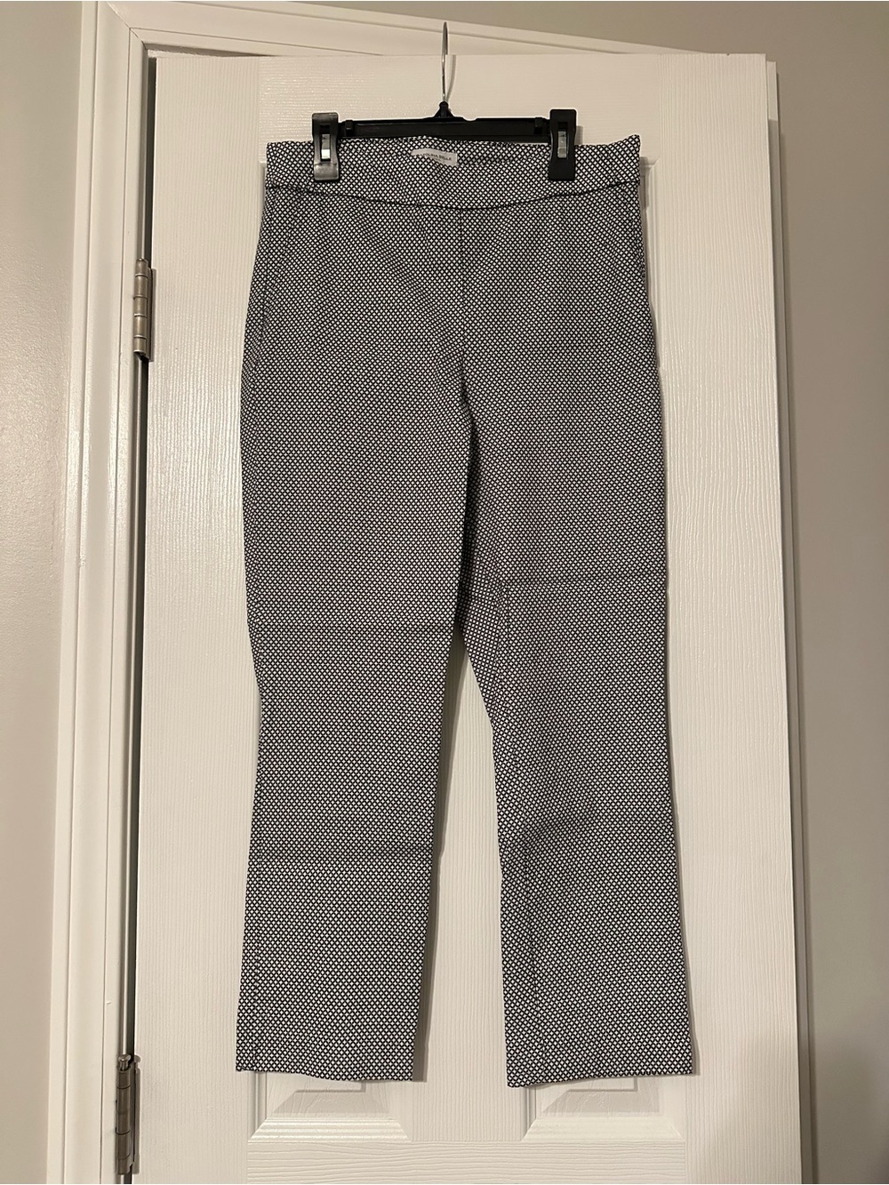 Carolina Belle Black and White Micro-Pattern Straight Leg Pants